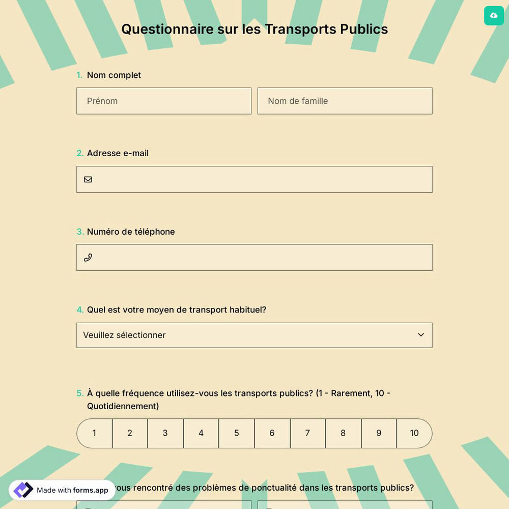 Questionnaire sur les Transports Publics