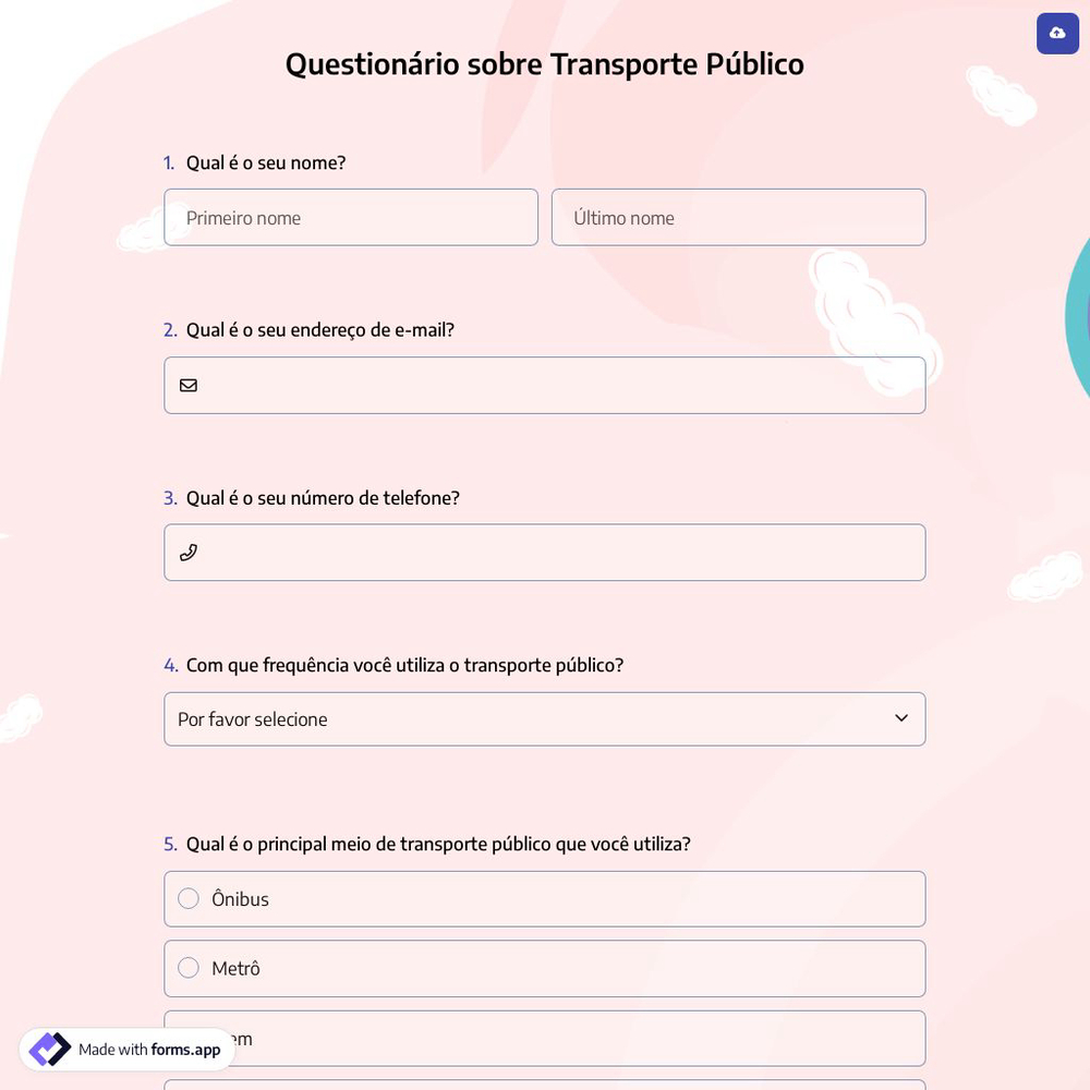 Questionário sobre Transporte Público