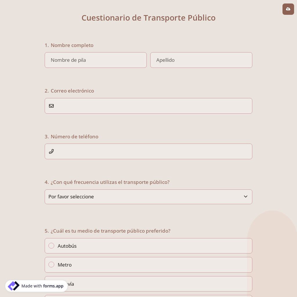 Cuestionario de Transporte Público