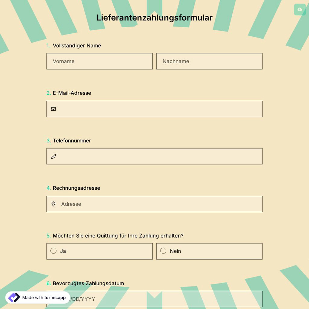 Lieferantenzahlungsformular