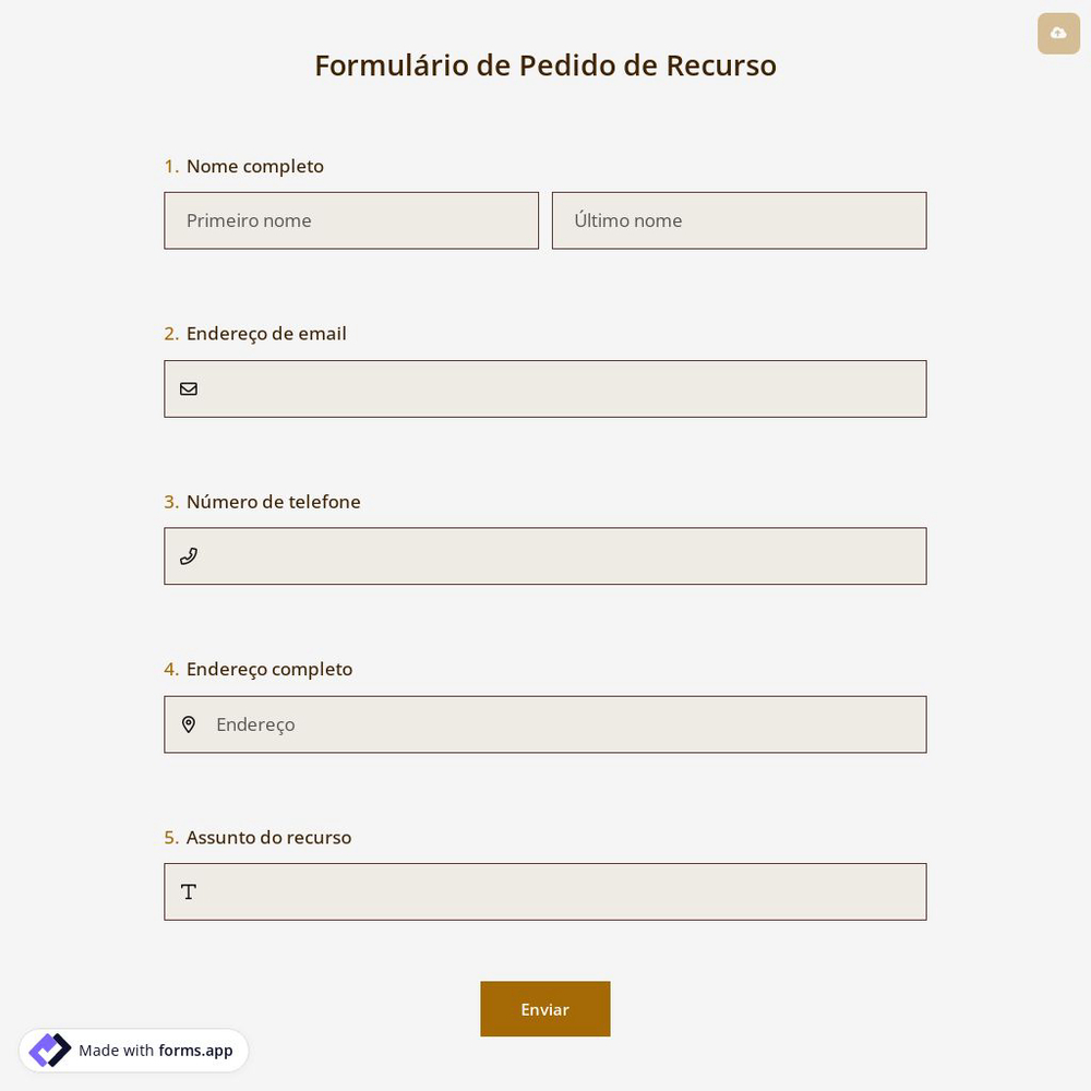 Formulário de Pedido de Recurso
