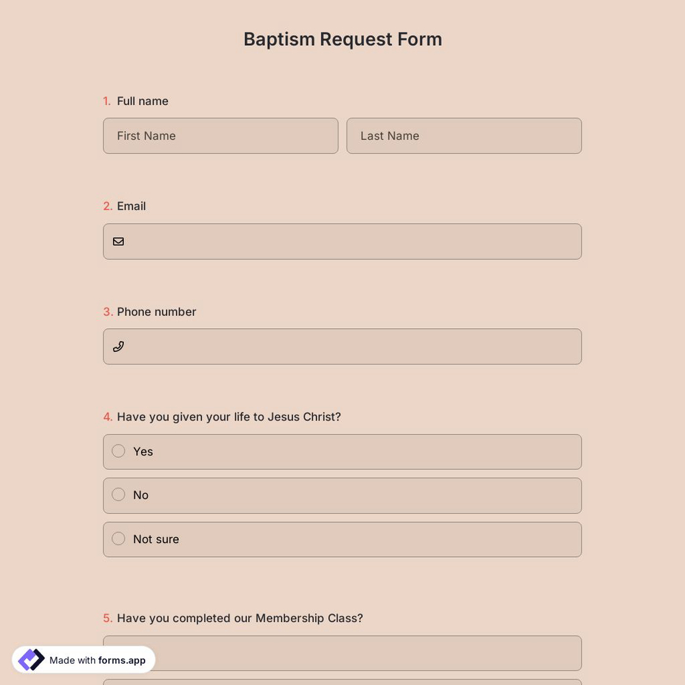 Baptism Request Form