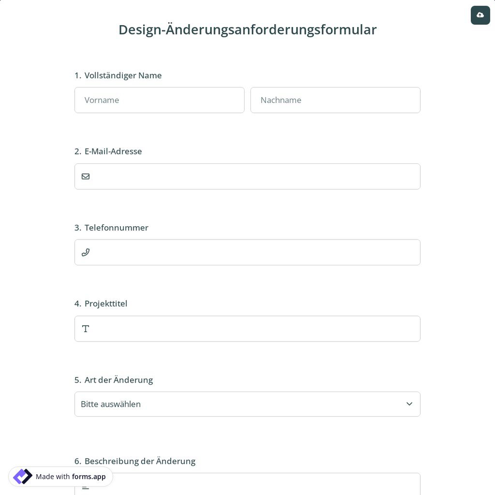 Design-Änderungsanforderungsformular