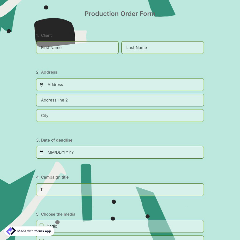 Production Order Form