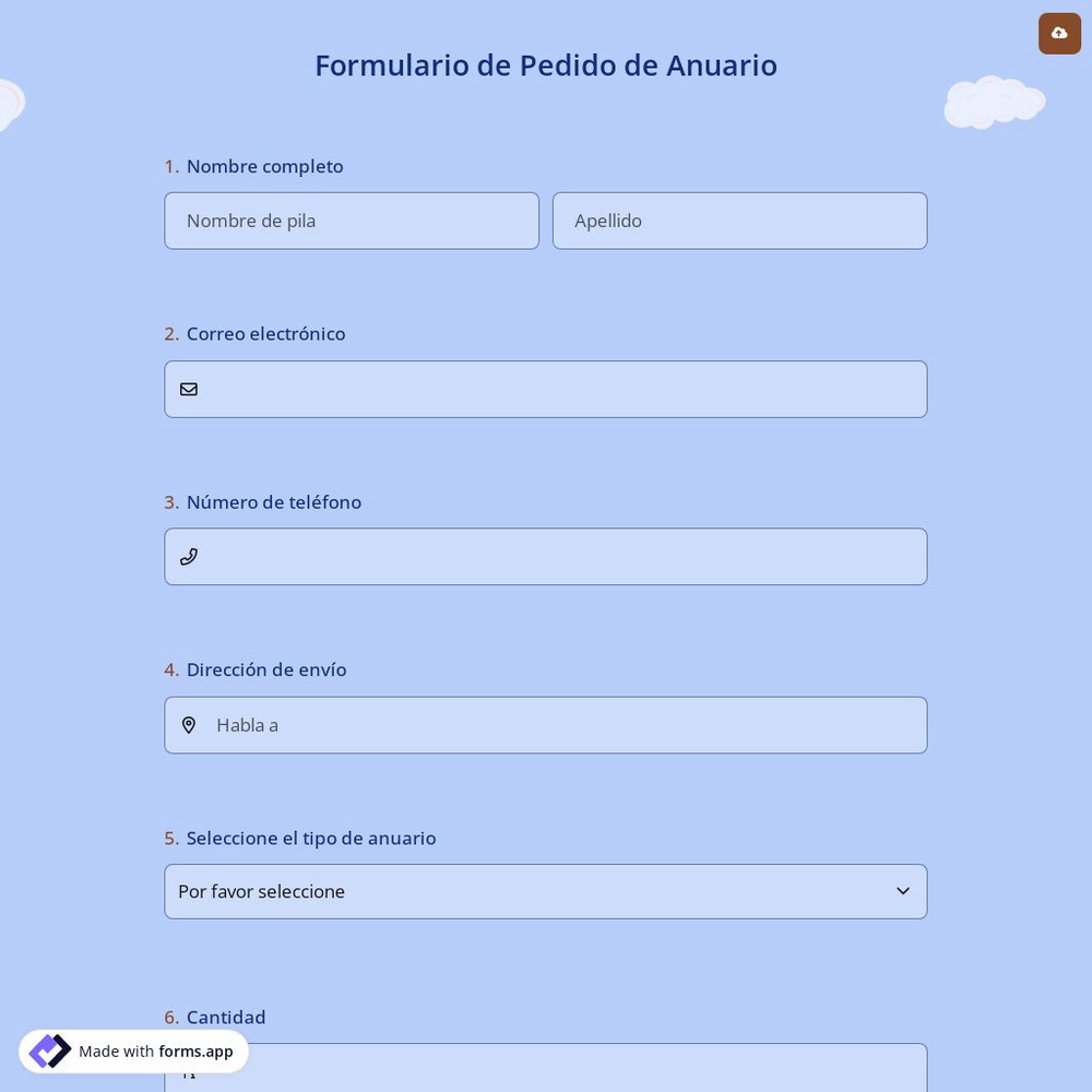 Formulario de Pedido de Anuario