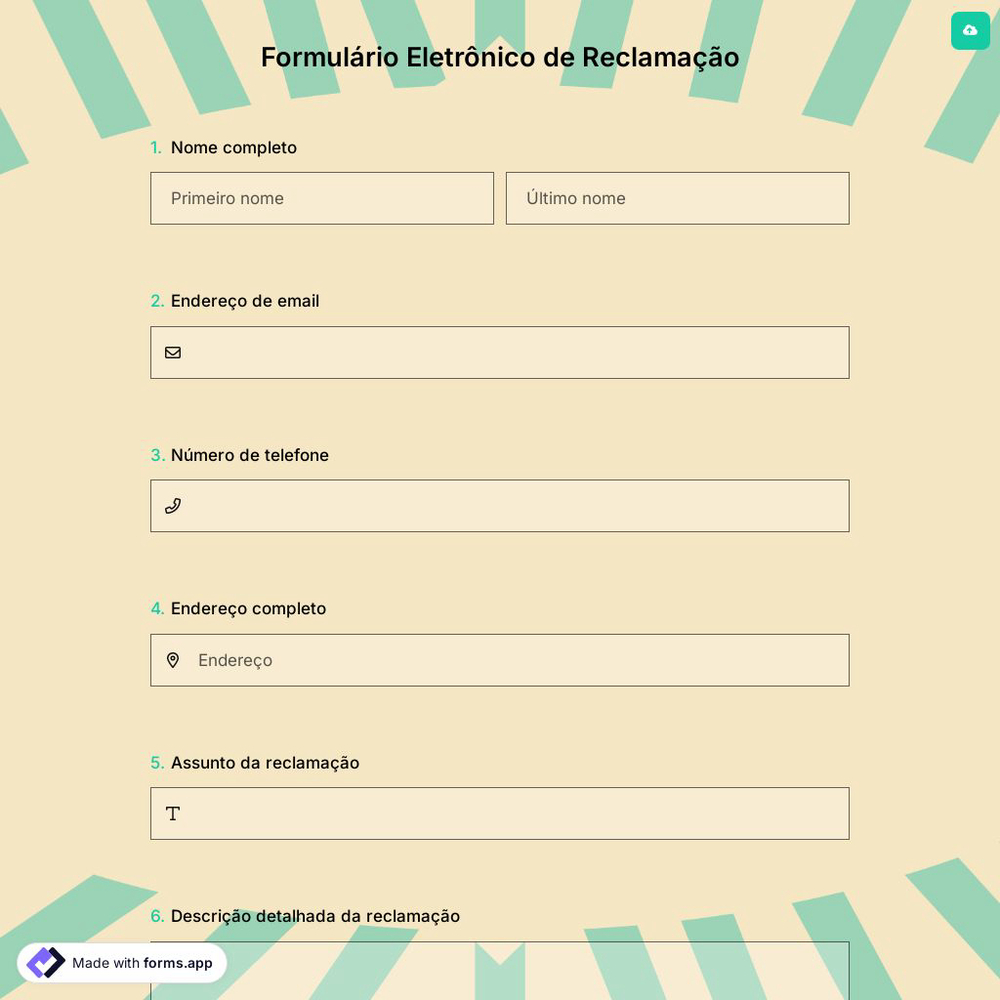 Formulário Eletrônico de Reclamação