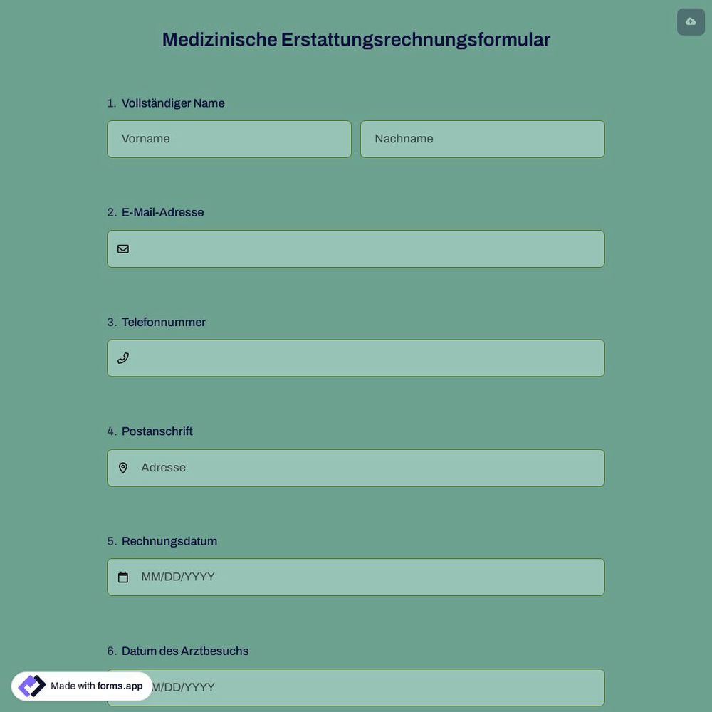 Medizinische Erstattungsrechnungsformular