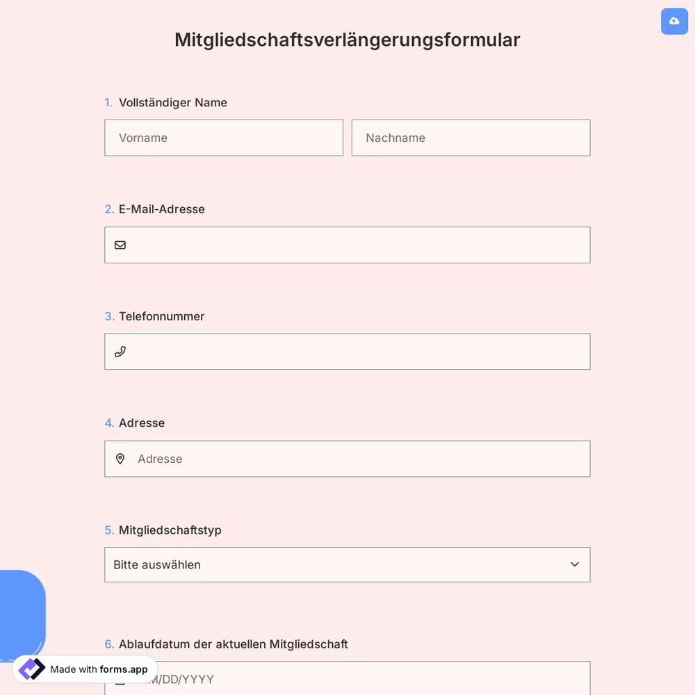 Mitgliedschaftsverlängerungsformular