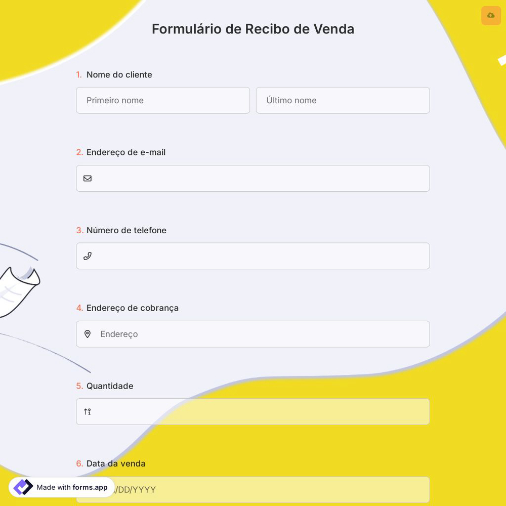 Formulário de Recibo de Venda