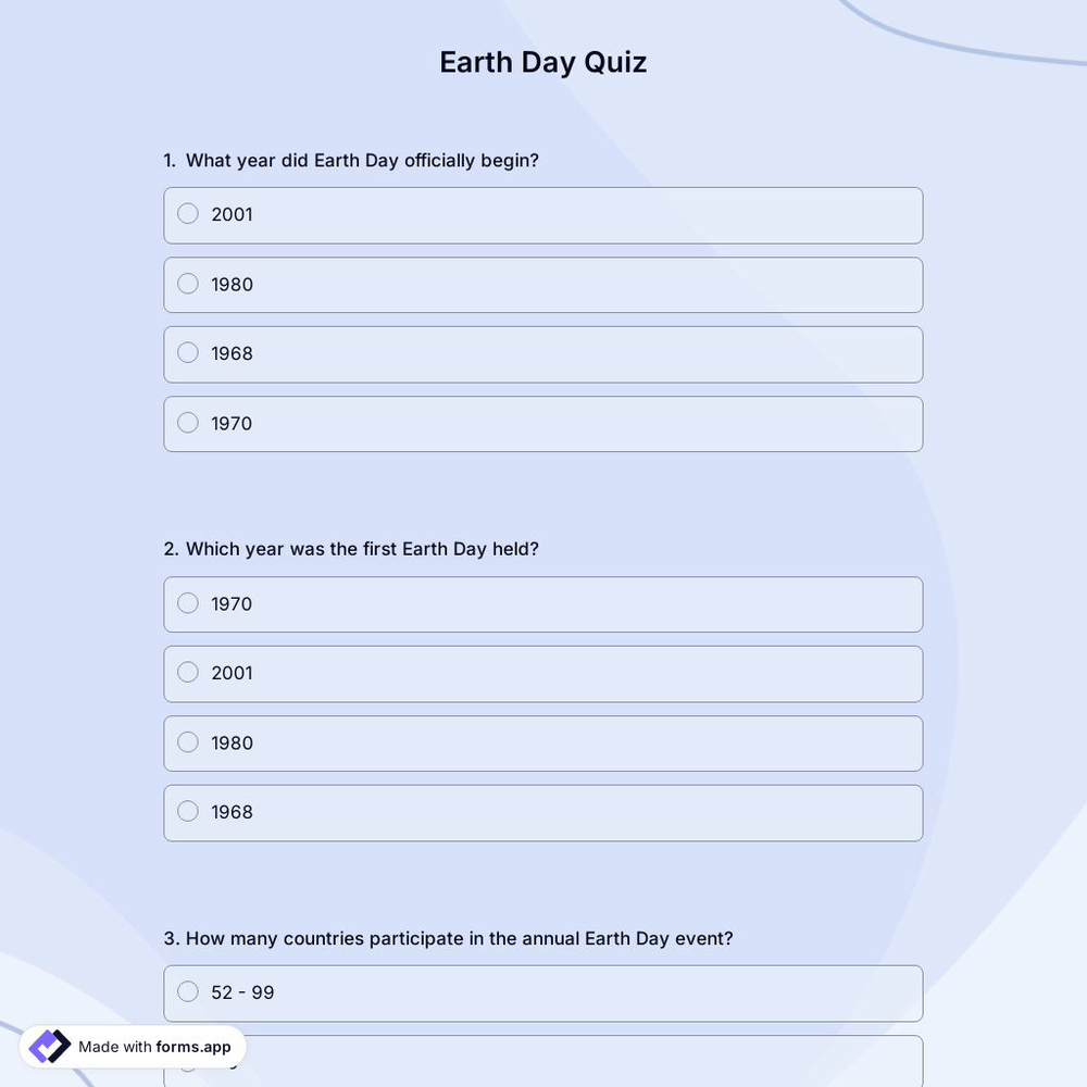Earth Day Quiz