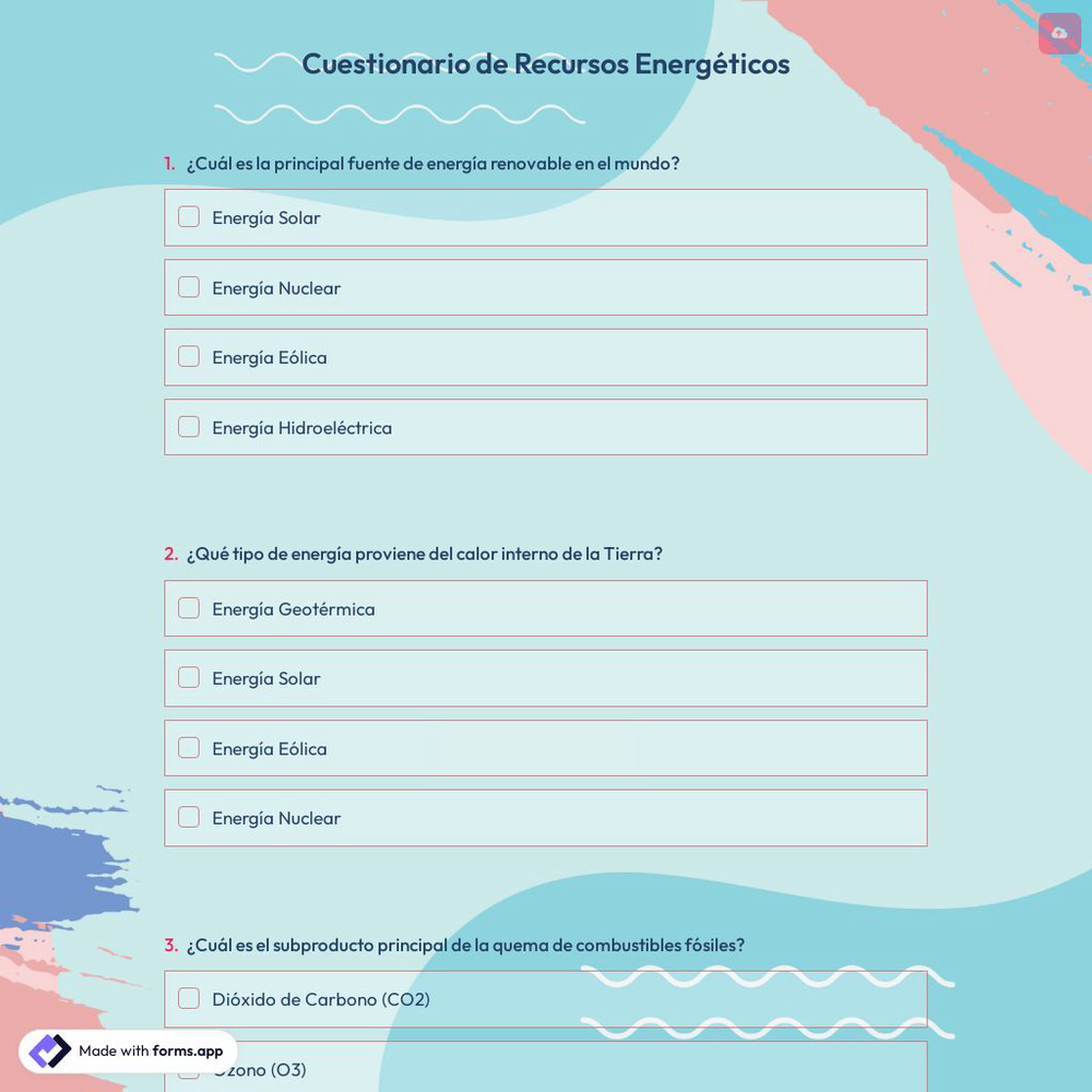 Cuestionario de Recursos Energéticos