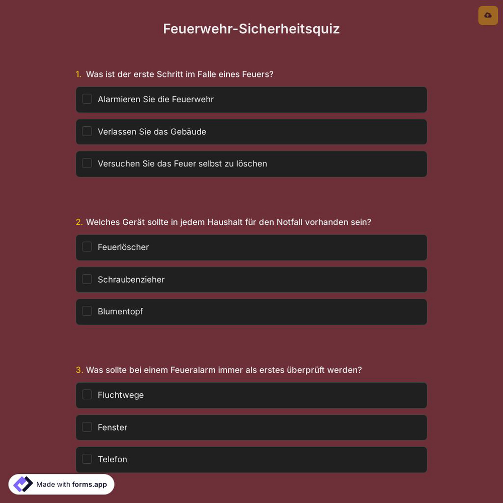 Feuerwehr-Sicherheitsquiz