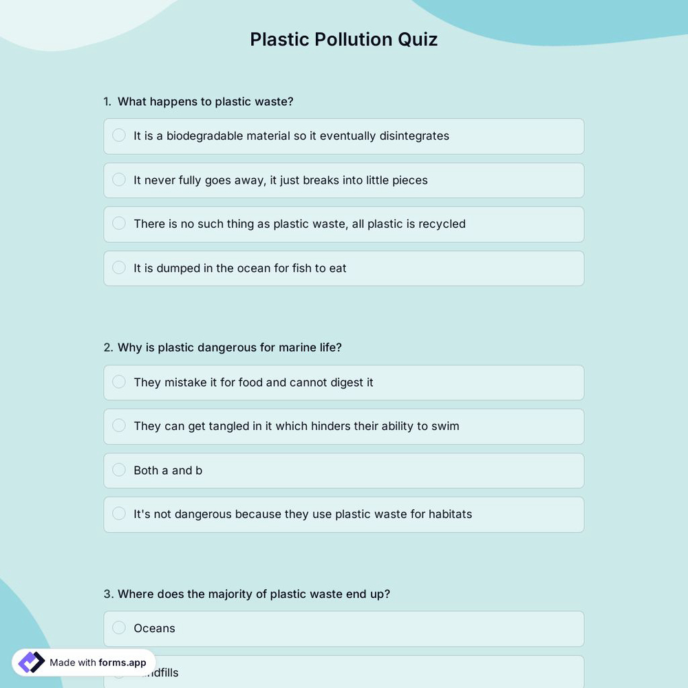 Plastic Pollution Quiz