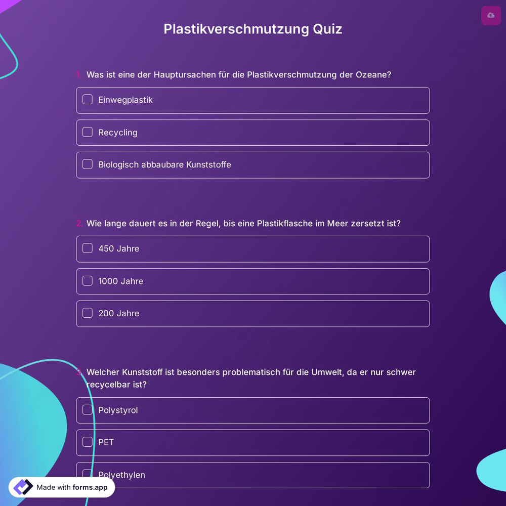 Plastikverschmutzung Quiz