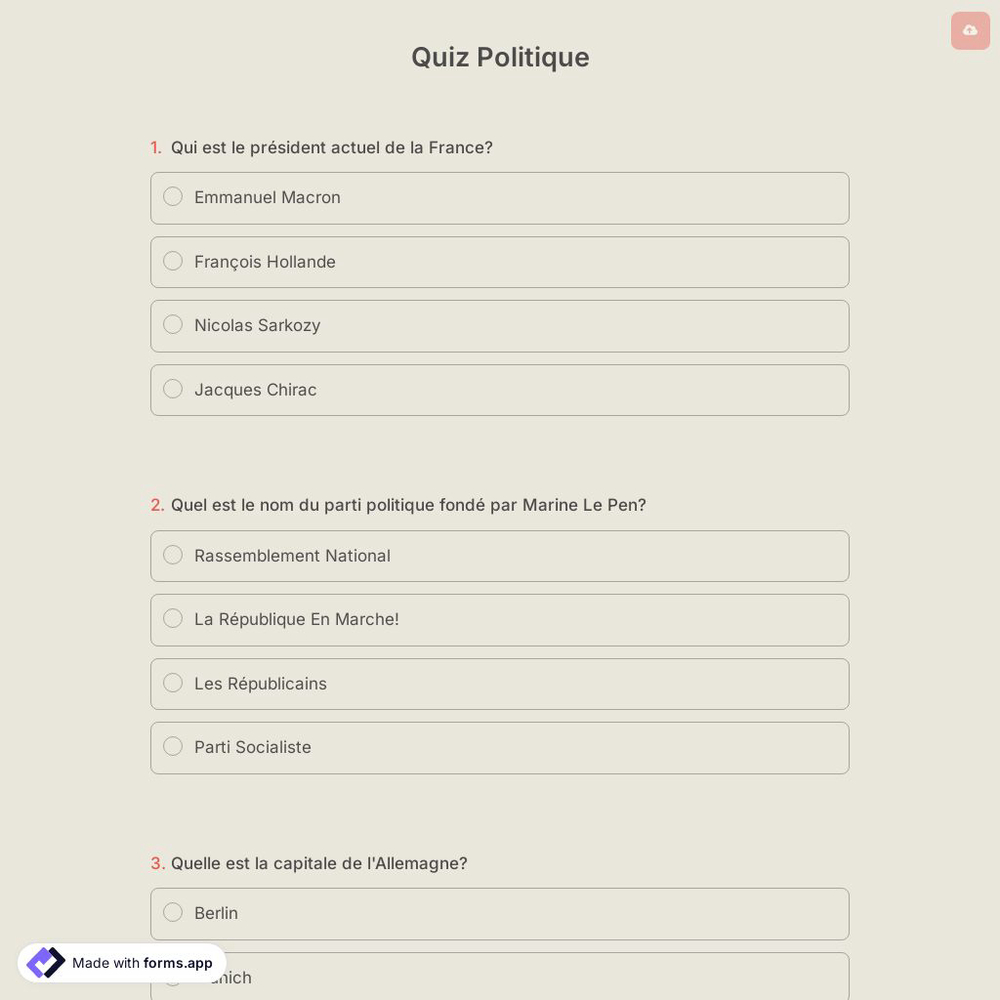 Quiz Politique