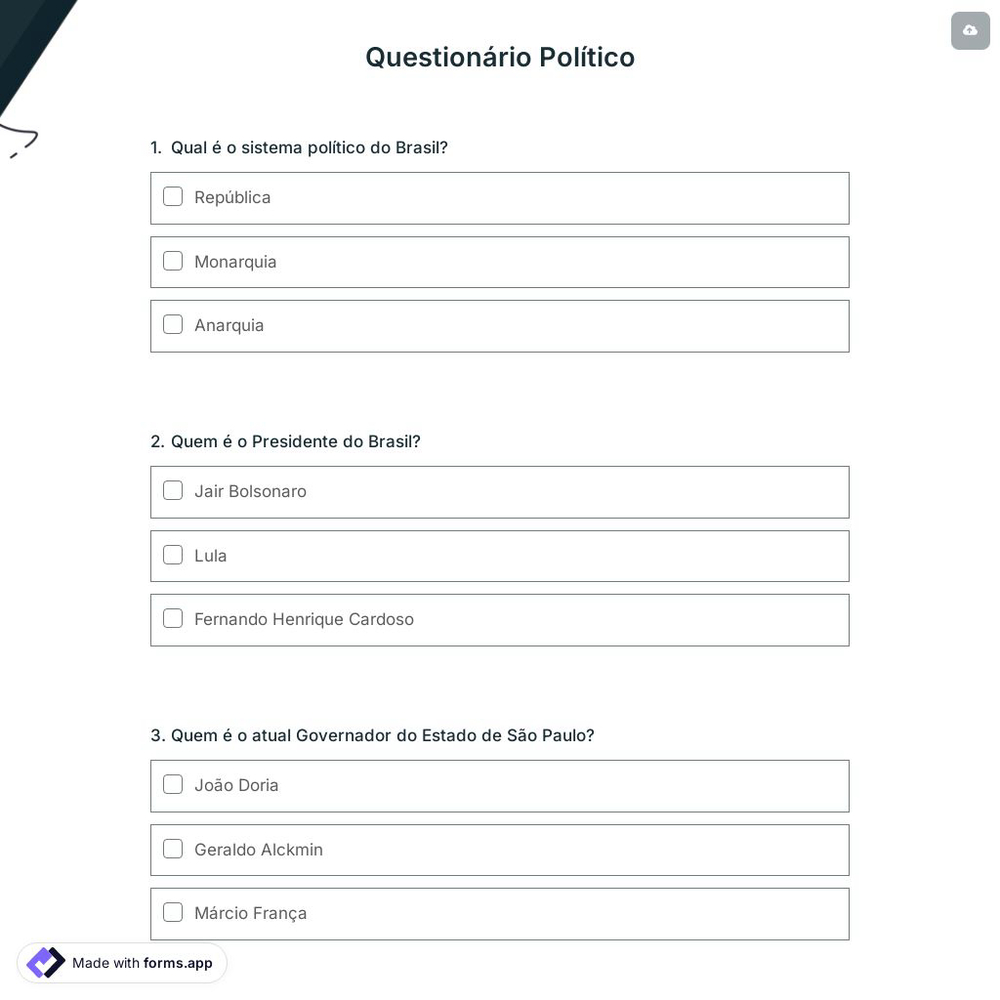 Questionário Político