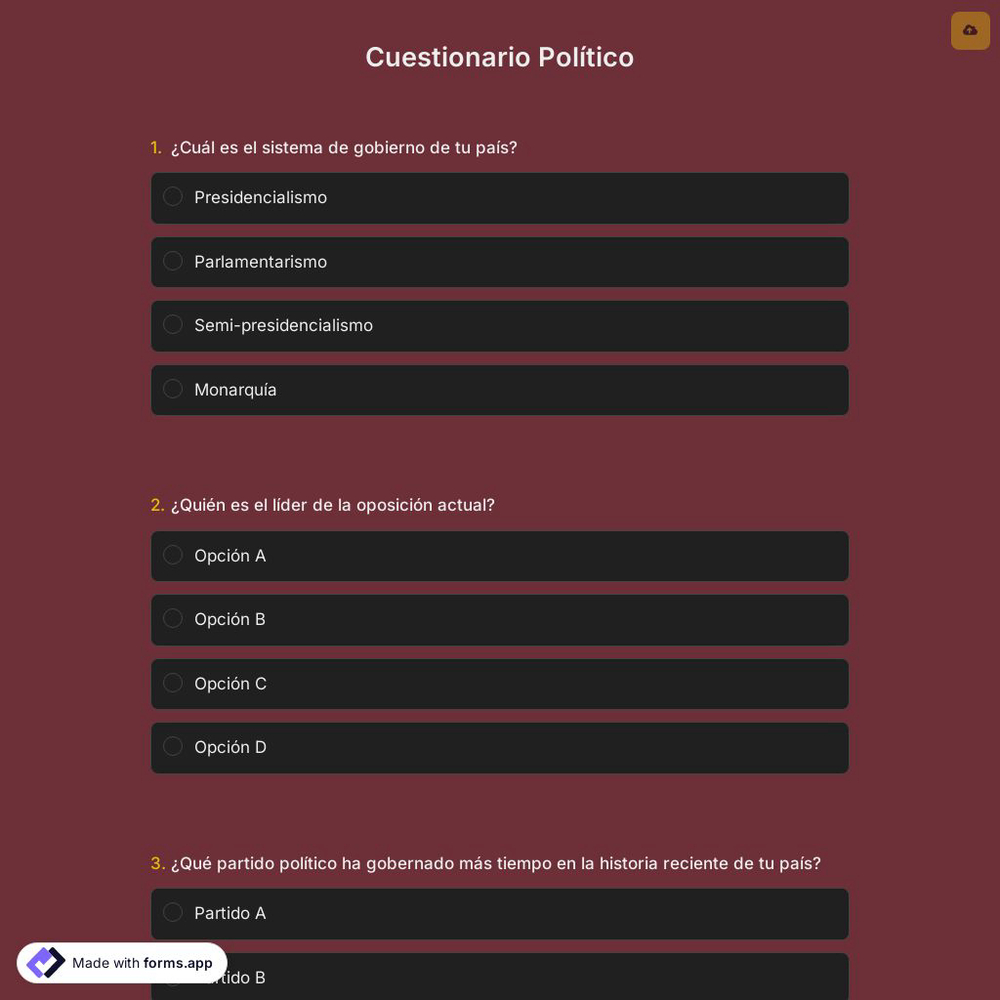 Cuestionario Político