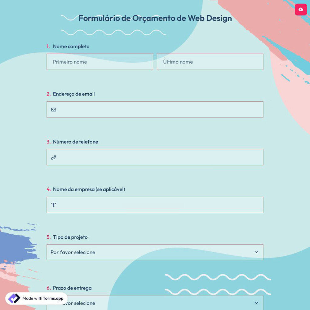 Formulário de Orçamento de Web Design