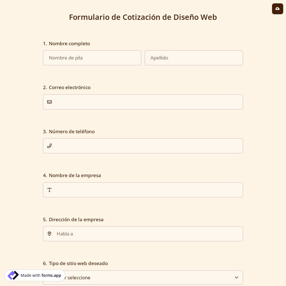 Formulario de Cotización de Diseño Web
