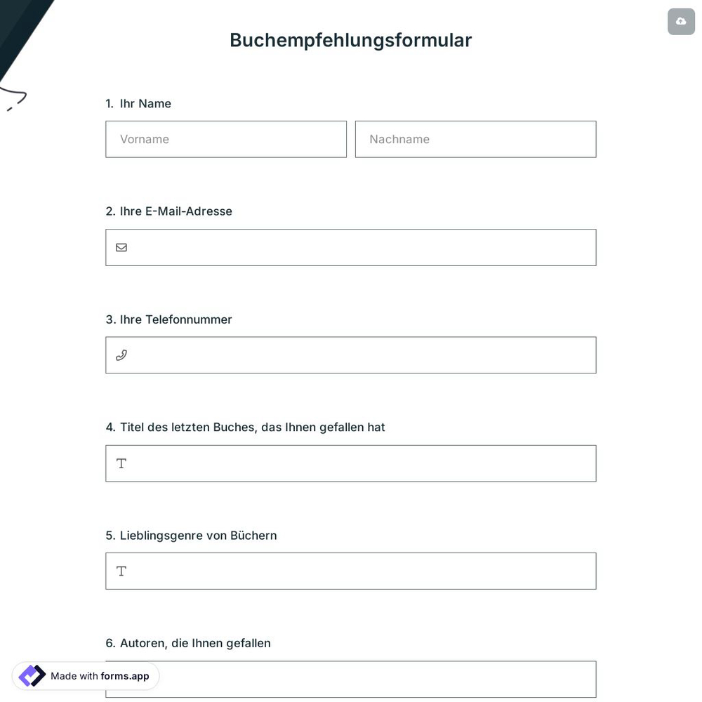 Buchempfehlungsformular