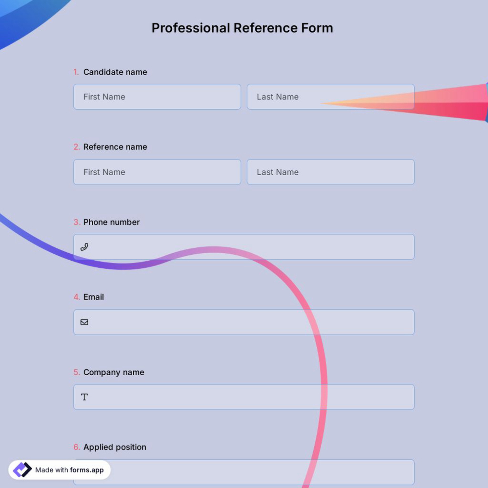 Professional Reference Form