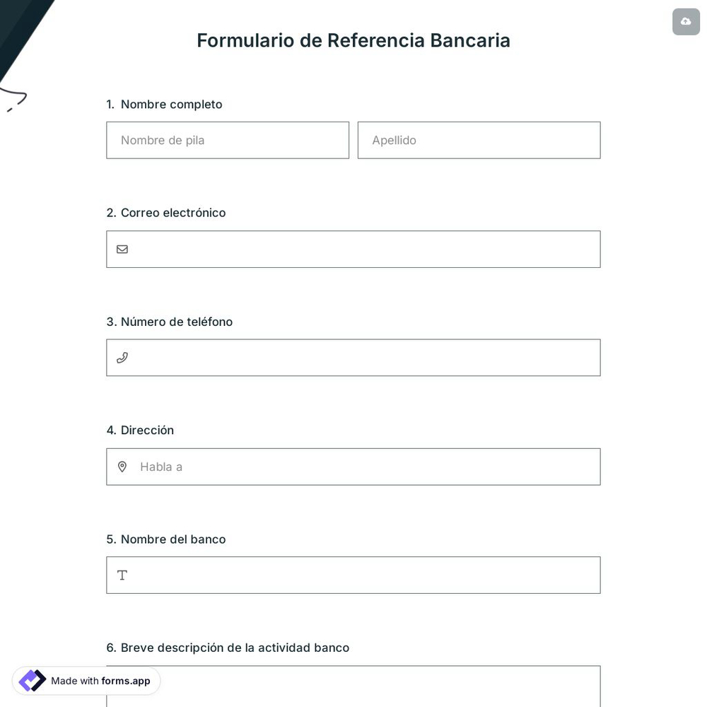 Formulario de Referencia Bancaria