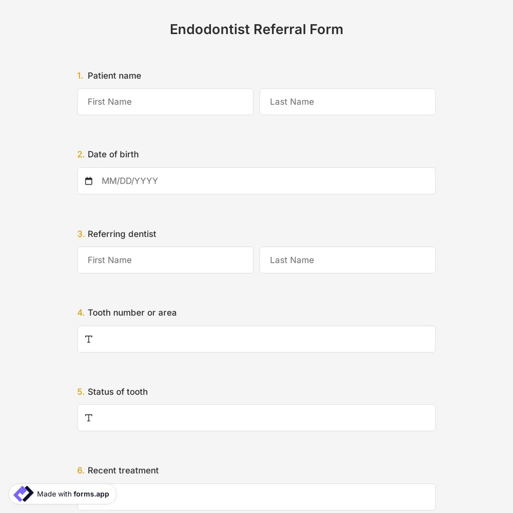 Endodontist Referral Form