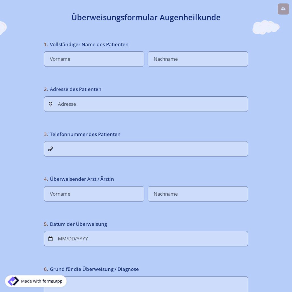 Überweisungsformular Augenheilkunde