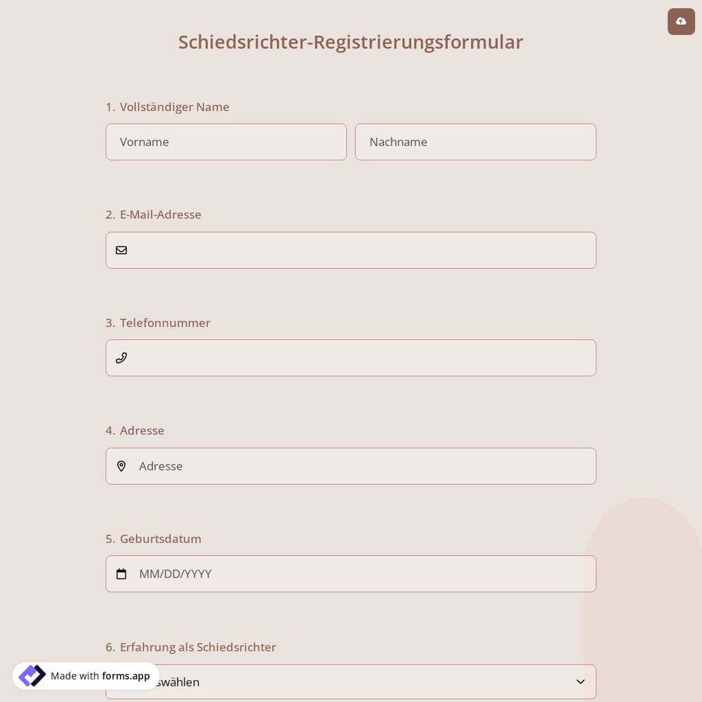 Schiedsrichter-Registrierungsformular