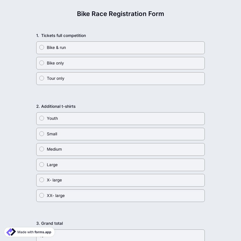 Bike Race Registration Form