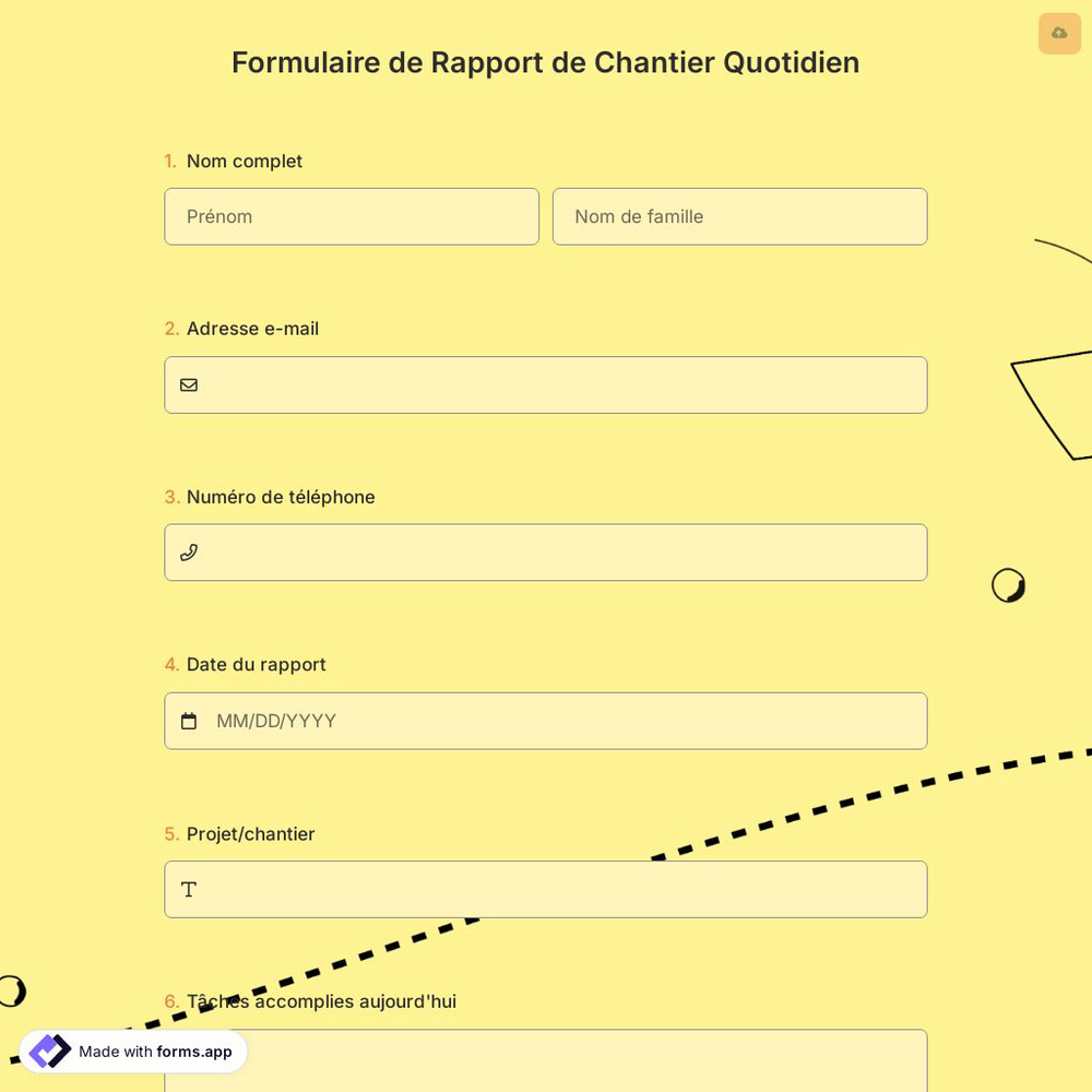 Formulaire de Rapport de Chantier Quotidien