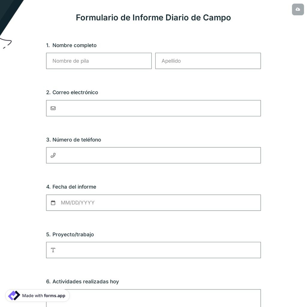 Formulario de Informe Diario de Campo