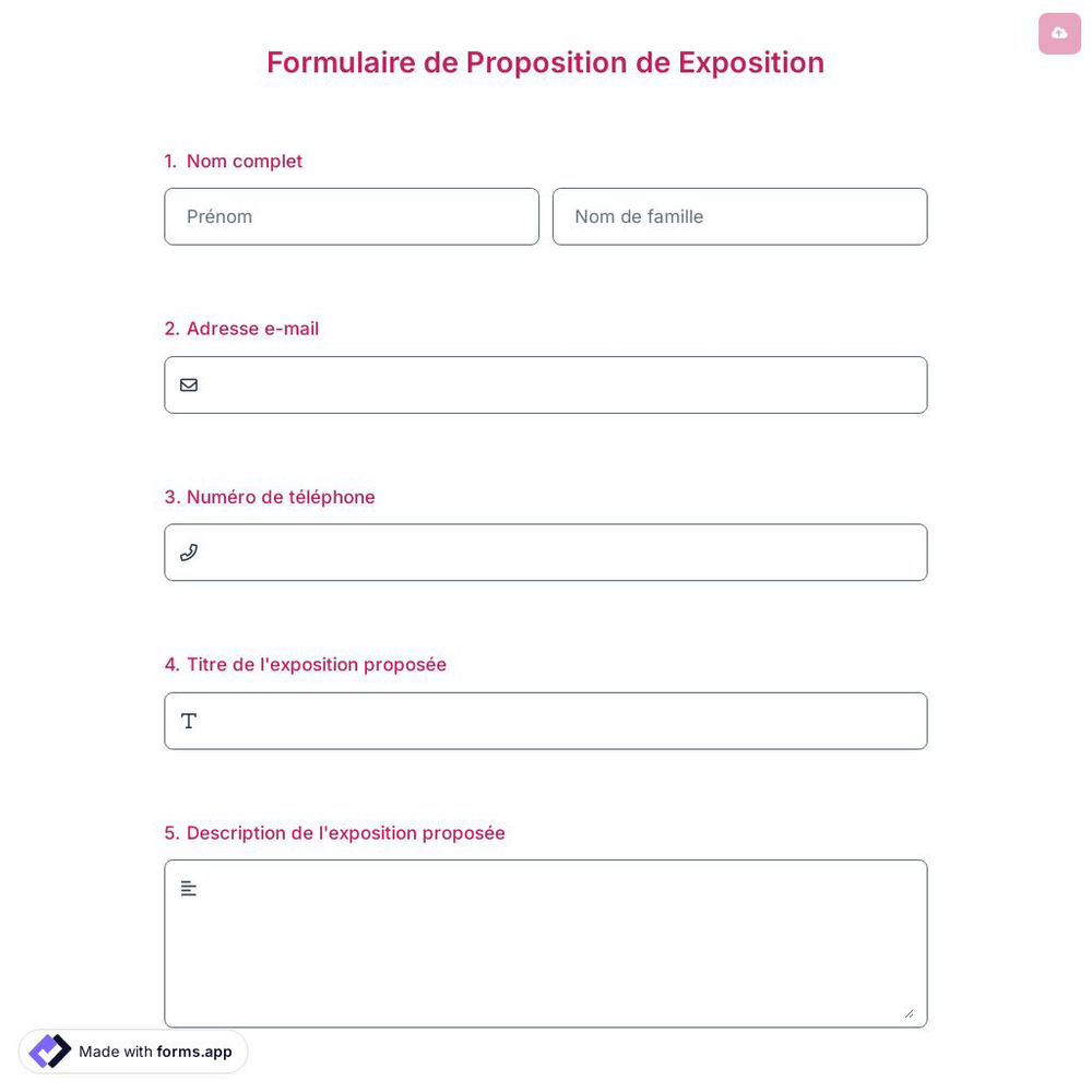 Formulaire de Proposition de Exposition