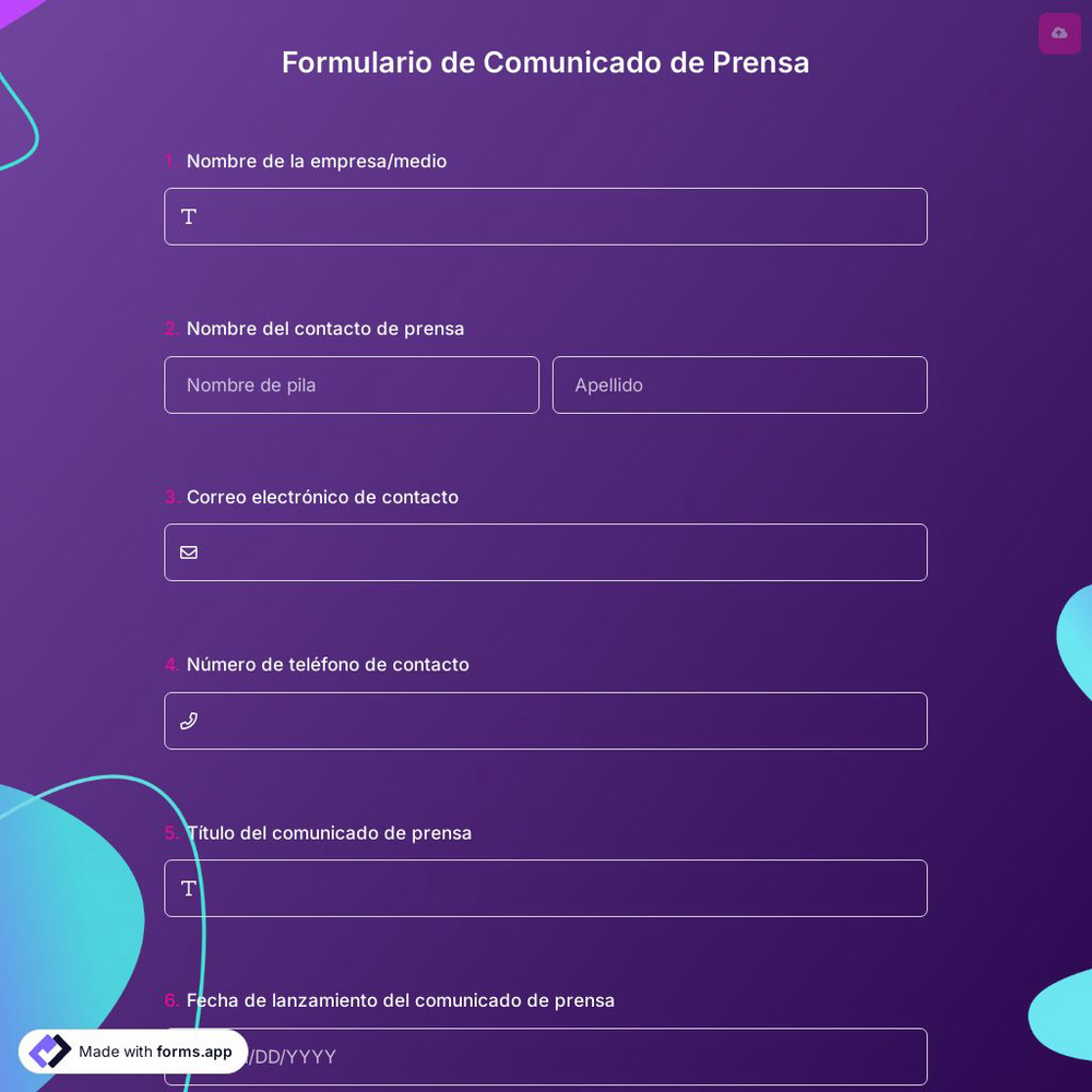 Formulario de Comunicado de Prensa