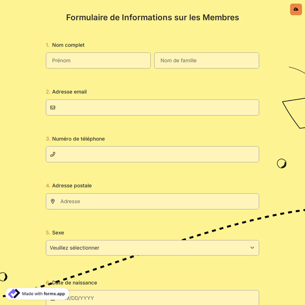 Formulaire de Informations sur les Membres