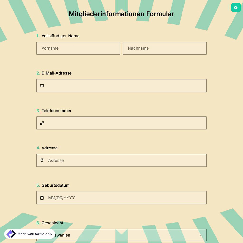 Mitgliederinformationen Formular