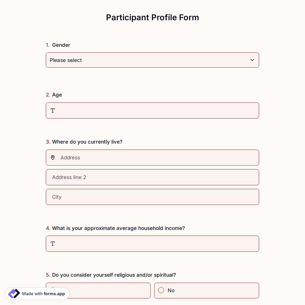 Participant Profile Form