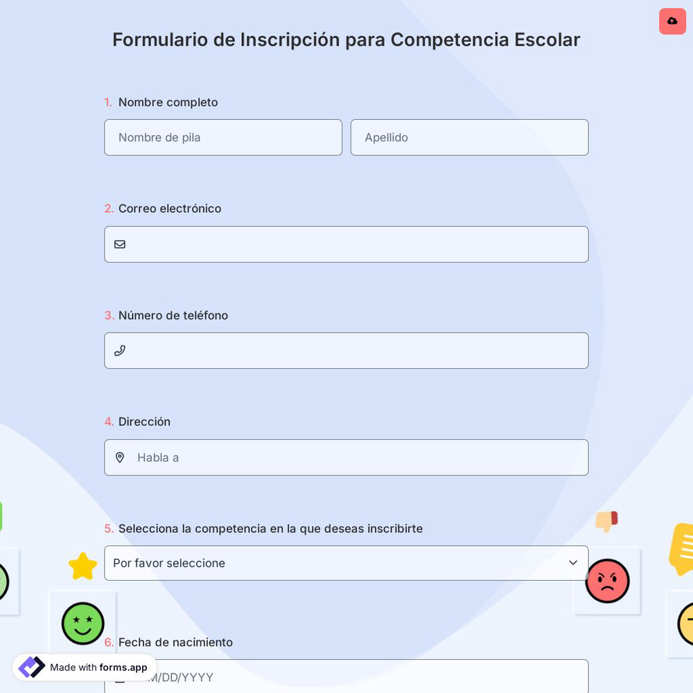 Formulario de Inscripción para Competencia Escolar