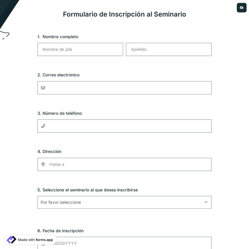 Formulario de Inscripción al Seminario