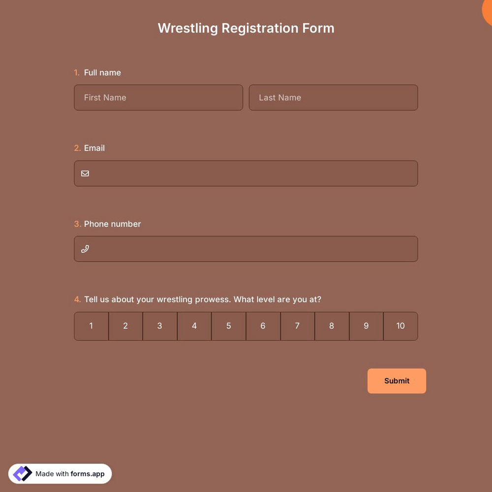 Wrestling Registration Form