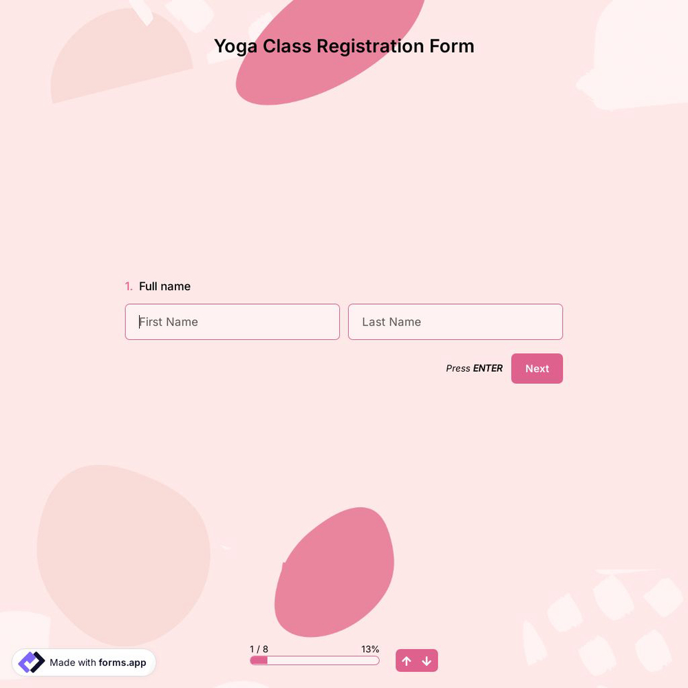 Yoga Class Registration Form