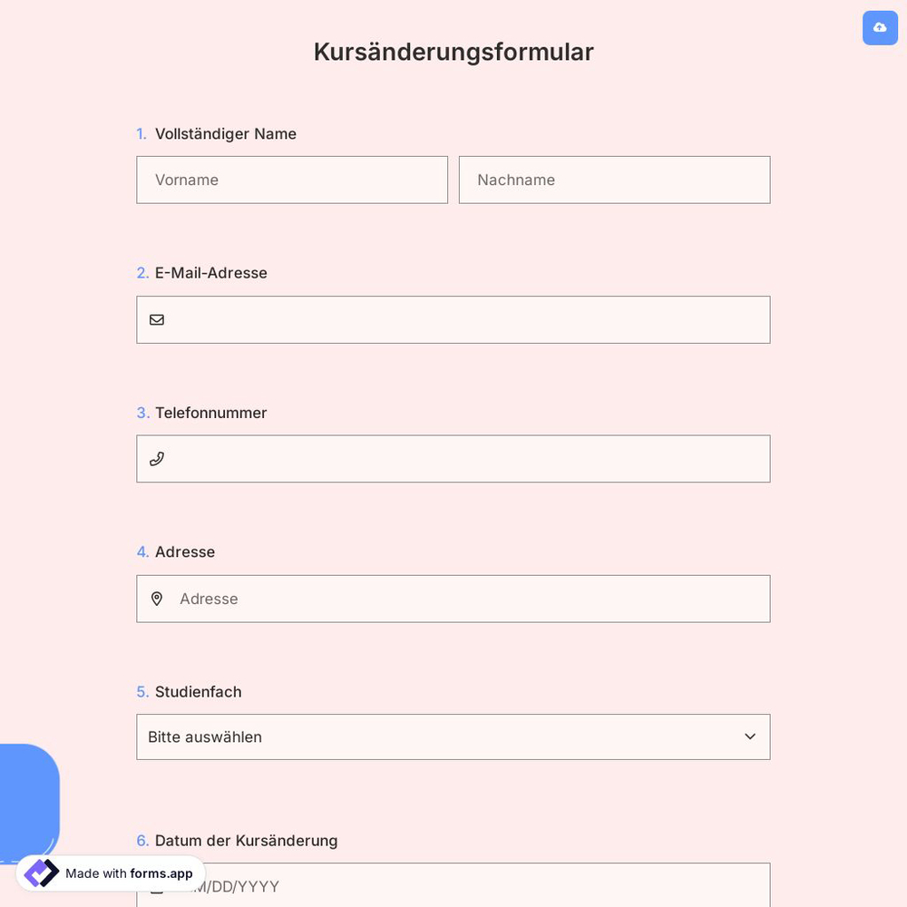Kursänderungsformular