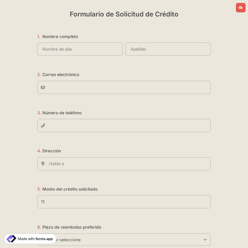 Formulario de Solicitud de Crédito