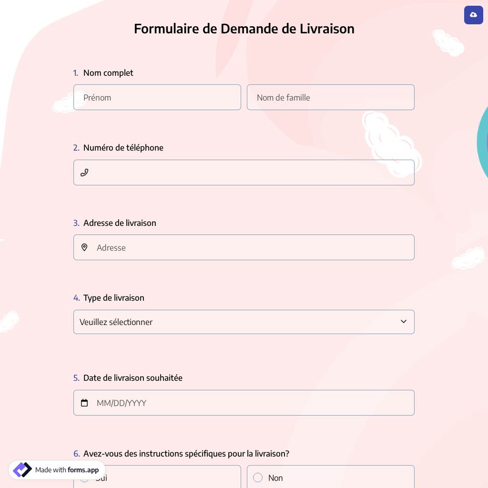 Formulaire de Demande de Livraison