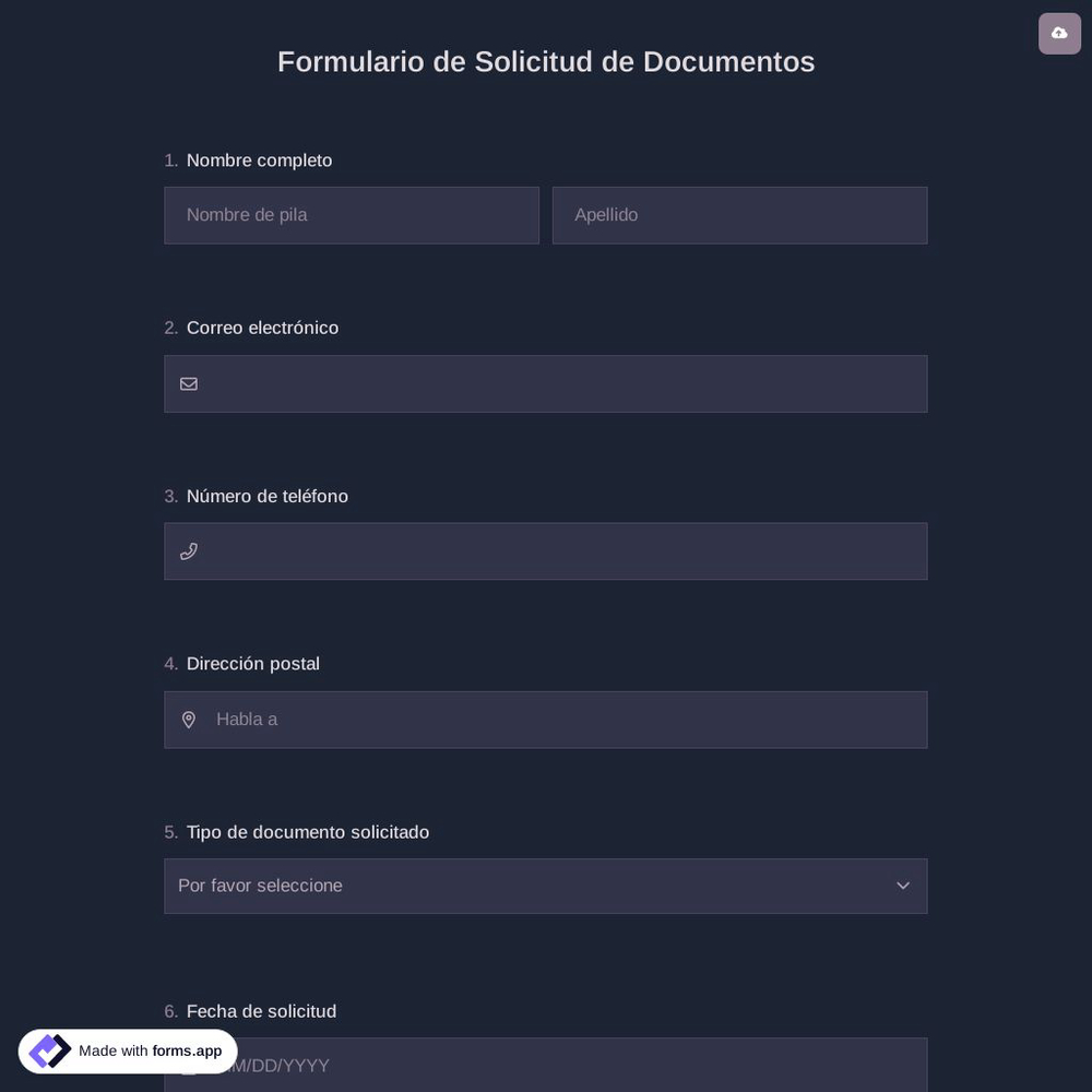 Formulario de Solicitud de Documentos