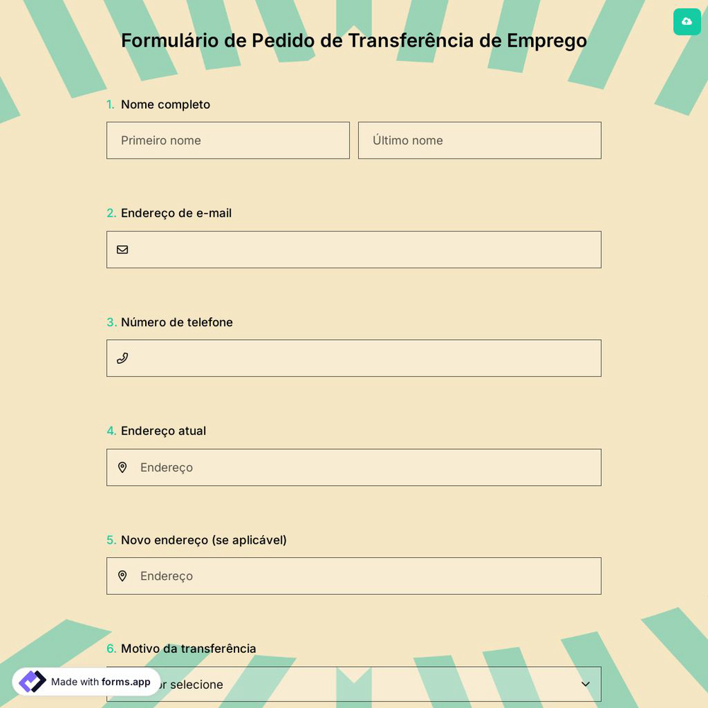 Formulário de Pedido de Transferência de Emprego