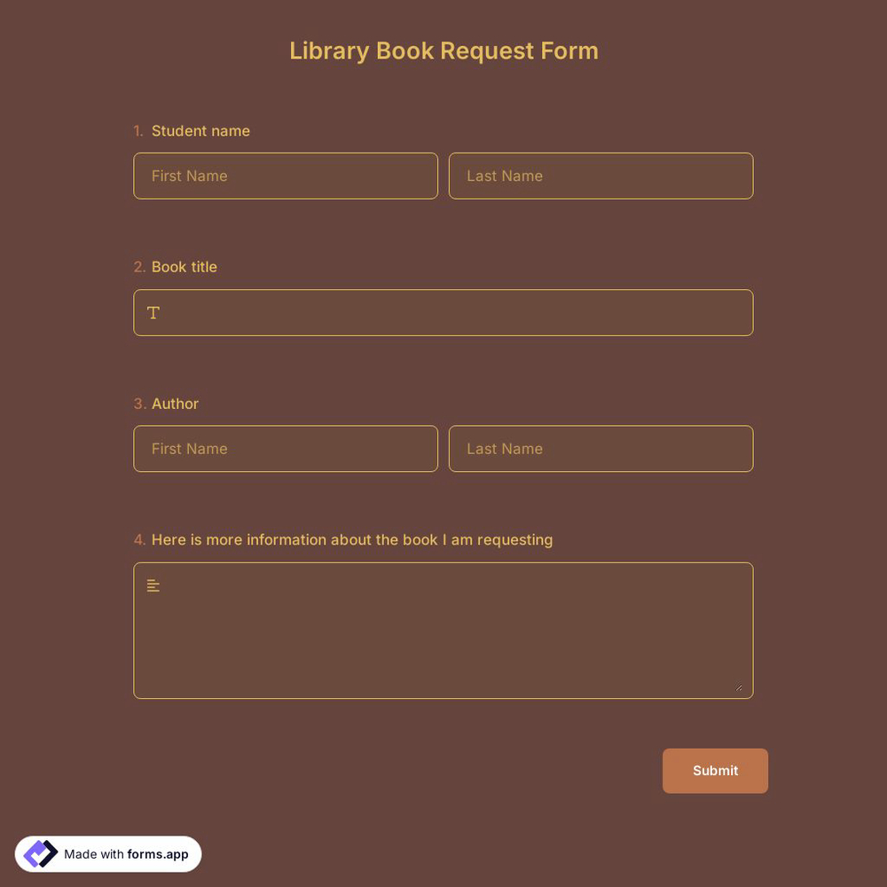 Library Book Request Form