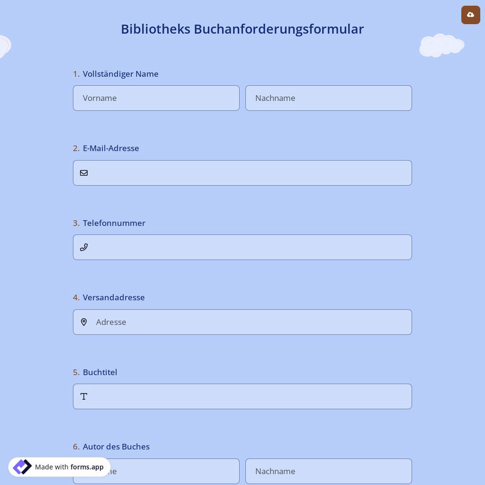 Bibliotheks Buchanforderungsformular