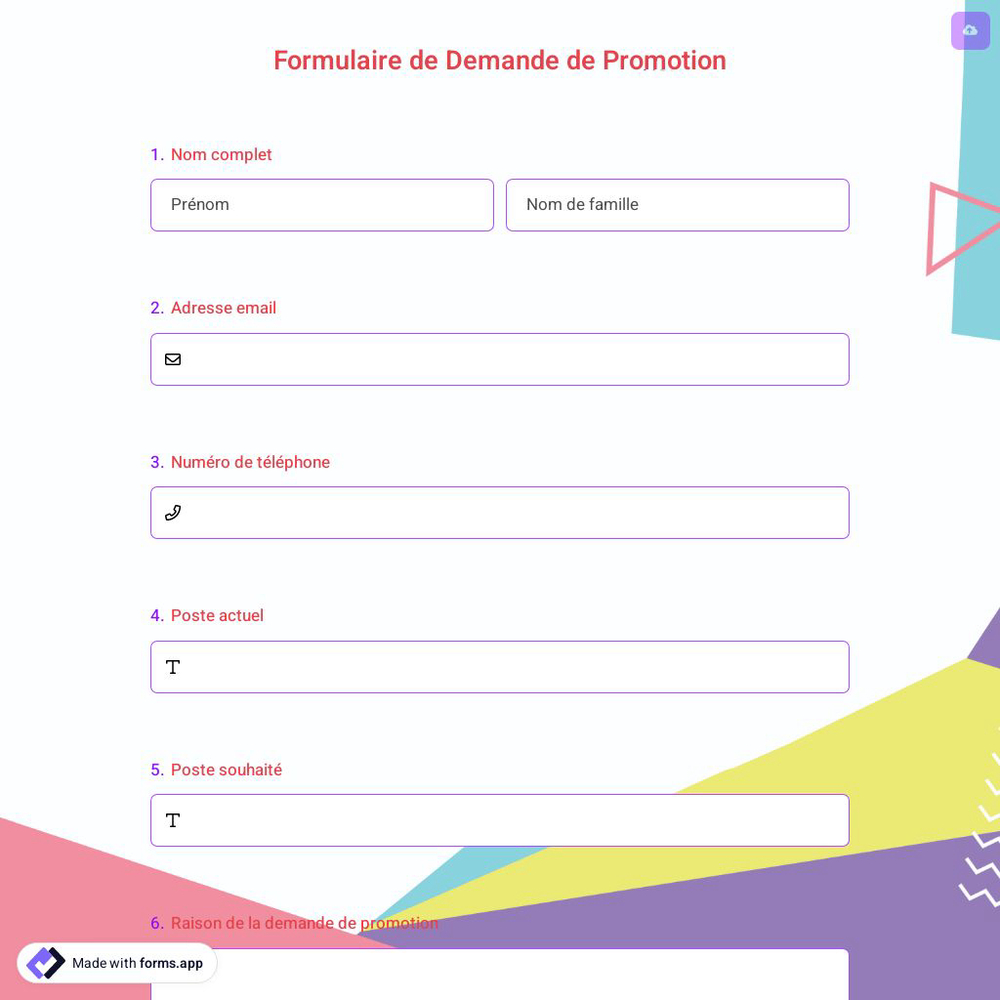 Formulaire de Demande de Promotion