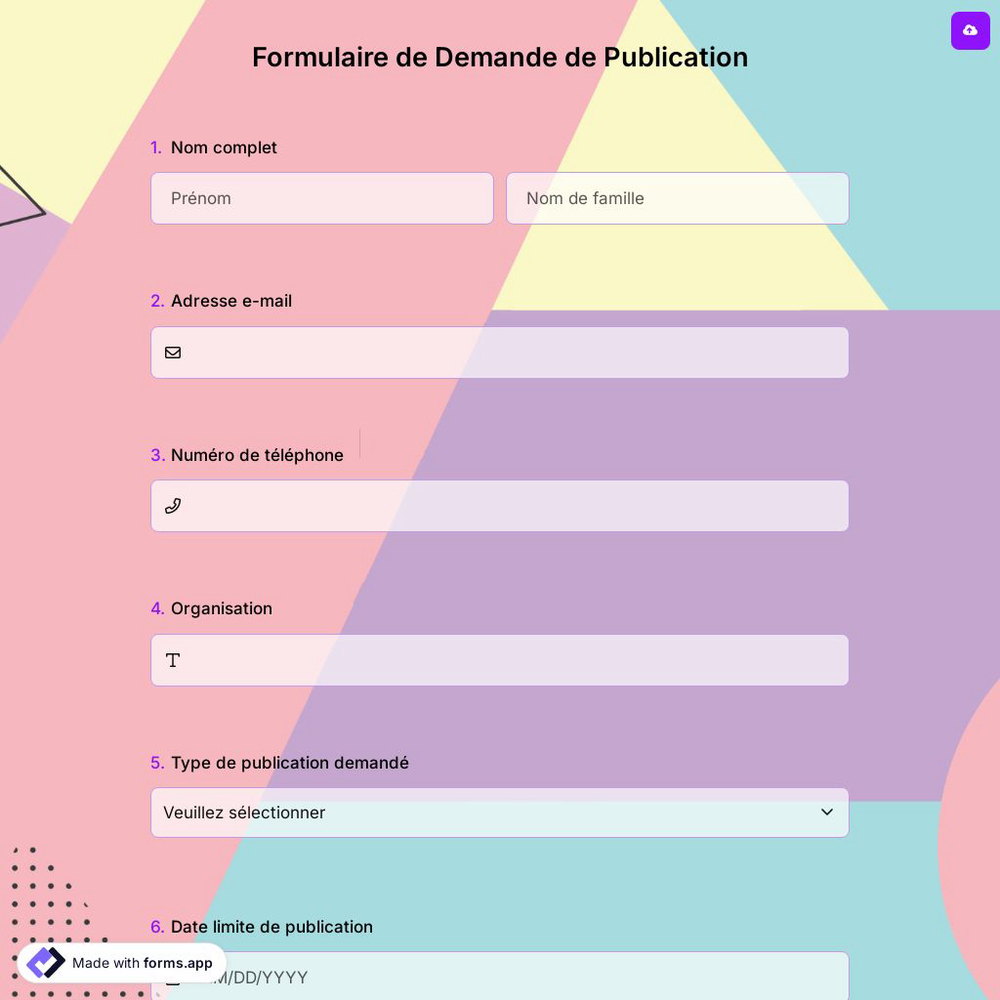 Formulaire de Demande de Publication